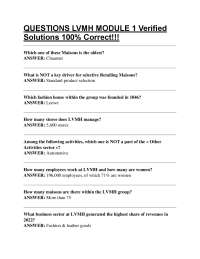 QUESTIONS LVMH MODULE 1 Verified Solutions 100% Correct!!!