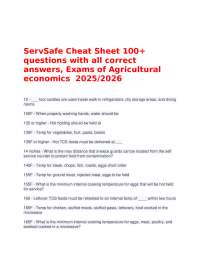 ServSafe Cheat Sheet 100+ questions with all correct answers, Exams of Agric