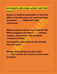 ACCOUNTS 406 EXAM LATEST EDITION 2025