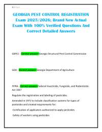 GEORGIA PEST CONTROL REGISTRATION Exam 2025/2026; Brand New Actual Exam With Qs & As