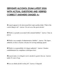 SERVSAFE ALCOHOL EXAM LATEST 2026 WITH ACTUAL QUESTIONS AND VERIFIED CORRECT ANSWERS GRA