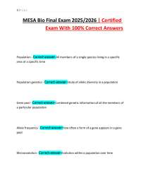 MESA Bio Final Exam 2025/2026 | Certified Exam With 100% Correct Answers