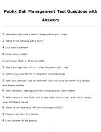 Publix Deli Management Test Questions with Answers