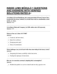 INSIDE LVMH MÓDULO 1 QUESTIONS AND ANSWERS WITH VERIFIED SOLUTIONS RATED A+