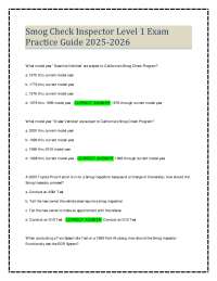 Smog Check Inspector Level 1 Exam Practice Guide 2025-2026