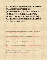 PCA PLANT GROWTH REGULATORS EXAM 2025/2026 WITH 100+ QUESTIONS