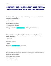 GEORGIA PEST CONTROL TEST 2025; ACTUAL EXAM QUESTIONS WITH VERIFIED ANSWERS