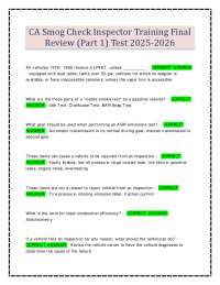 CA Smog Check Inspector Training Final Review (Part 1) Test 2025-2026
