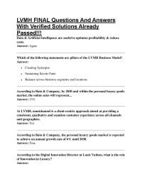 LVMH FINAL Questions And Answers With Verified Solutions Already Passed!!!