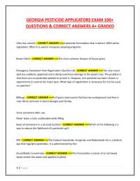 GEORGIA PESTICIDE APPLICATORS EXAM 100+ QUESTIONS & CORRECT ANSWERS A+ GRADED