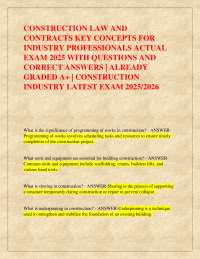 CONSTRUCTION LAW AND CONTRACTS KEY CONCEPTS FOR INDUSTRY PROFESSIONALS ACTUAL EXAM 2025