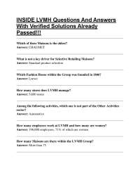 INSIDE LVMH Questions And Answers With Verified Solutions Already Passed!!!