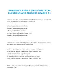 PEDIATRICS EXAM 1 (2025-2026) ETSU QUESTIONS AND ANSWERS GRADED A+