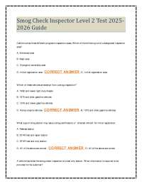 Smog Check Inspector Level 2 Test 2025- 2026 Guide