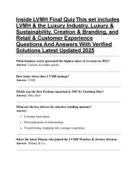Inside LVMH Final Quiz This set includes LVMH & the Luxury Industry, Luxury & Sustainabi
