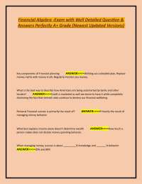 Financial Algebra -Exam with Well Detailed Question & Answers Perfectly A+ Grade (Newest