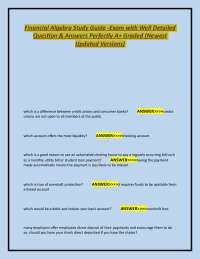 Financial Algebra Study Guide -Exam with Well Detailed Question & Answers Perfectly A+ Gr