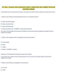 ATI TEAS 7 ENGLISH AND LANGUAGE USAGE 50 QUESTIONS AND CORRECT DETAILED ANSWERS AGRADE