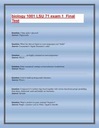 biology 1001 LSU 71 exam 1 Final Test Master Questions & Answers for Top Grades
