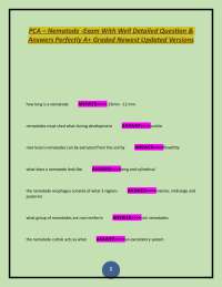 PCA – Nematode -Exam With Well Detailed Question & Answers Perfectly A+ Graded Newest Upd