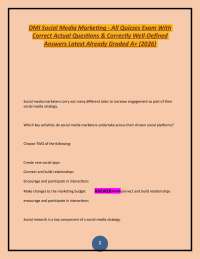 DMI Social Media Marketing - All Quizzes Exam With Correct Actual Questions & Correctly W