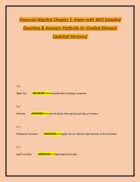 Financial Algebra Chapter 5 -Exam with Well Detailed Question & Answers Perfectly A+ Grad