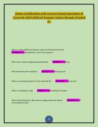 Ortho Certification with Correct Actual Questions & Correctly Well-Defined Answers Latest