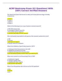 ACRP Bootcamp Exam (61 Questions) with Fully Verified Correct Answers