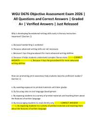 WGU D676 Objective Assessment Exam 2026 | All Questions and Correct Answers | Graded A+