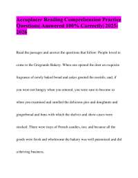 Accuplacer Reading Comprehension Practice Questions| Answered 100% Correctly| 2025- 2026