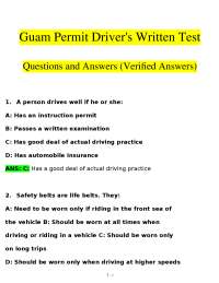 Guam Driver's Permit Written Test: Questions and Answers