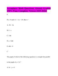 Accuplacer Math Questions| Already Graded 100% Pass| Complete| Newest 2025-2026!