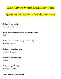 Guam Driver's Written Exam Study Guide: Questions and Answers