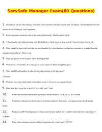 ServSafe Manager Exam(80 Questions)