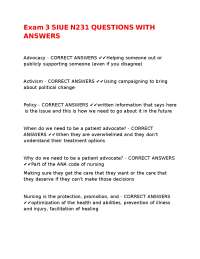 Exam 3 SIUE N231 QUESTIONS WITH ANSWERS