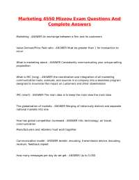 Marketing 4550 Mizzou Exam Questions And Complete Answers.