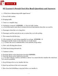 NY Learner’s Permit Test 2026 DMV Practice Test with Verified Questions & answers