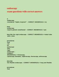 endoscopy exam questions with correct answers.