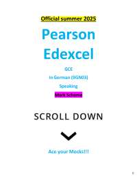 Official summer 2025 Pearson Edexcel GCE In German (9GN03) Speaking Mark Scheme