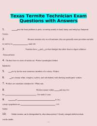 Texas Termite Technician Exam Questions with Answers