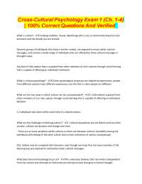 Cross-Cultural Psychology Exam 1 (Ch. 1-4) | 100% Correct Questions And Verified