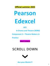 Edexcel GCE Drama and Theatre - Component 3 Mark Scheme Summer 2025