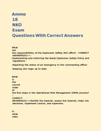 Ammo 18 NKO Exam Questions With Correct Answers