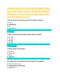 PENNSYLVANIA DIETITIAN NUTRITIONIST EXAM QUESTIONS AND CORRECT ANSWERS (VERIFIED ANSWER