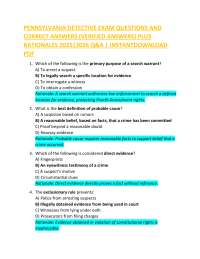 Pennsylvania Detective Exam Questions and Answers 2025-2026