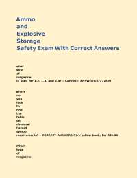 Ammo and Explosive Storage Safety Exam With Correct Answers.