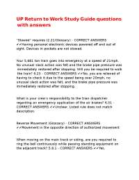 UP Return to Work Study Guide questions with answers