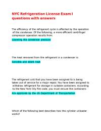 NYC Refrigeration License Exam Questions and Answers