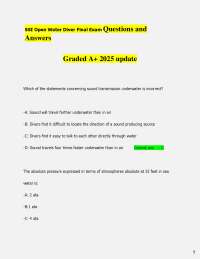 SSI Open Water Diver Final Exam: Questions and Answers