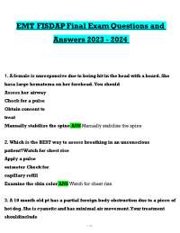 EMT FISDAP Final Exam Questions and Answers 2023-2024